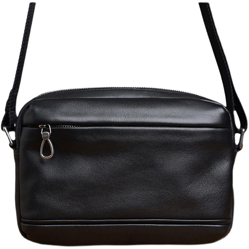 NASVA Leather Men's Casual Shoulder Messenger Bag Retro Fashion Classic Handmade Mini Men's Bag For 9.7 Inch iPAD