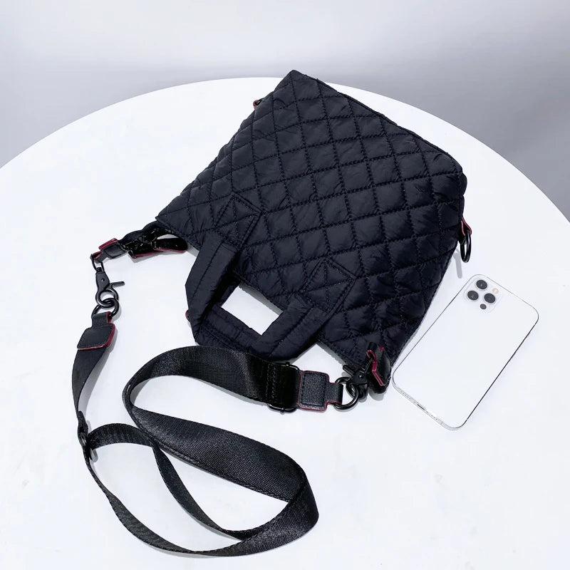 Casual Bags For Women Luxury Designer Handbag Purses 2024 New In Polyester Embroidered Rhombus Pattern Top Handle Cloth Shoulder