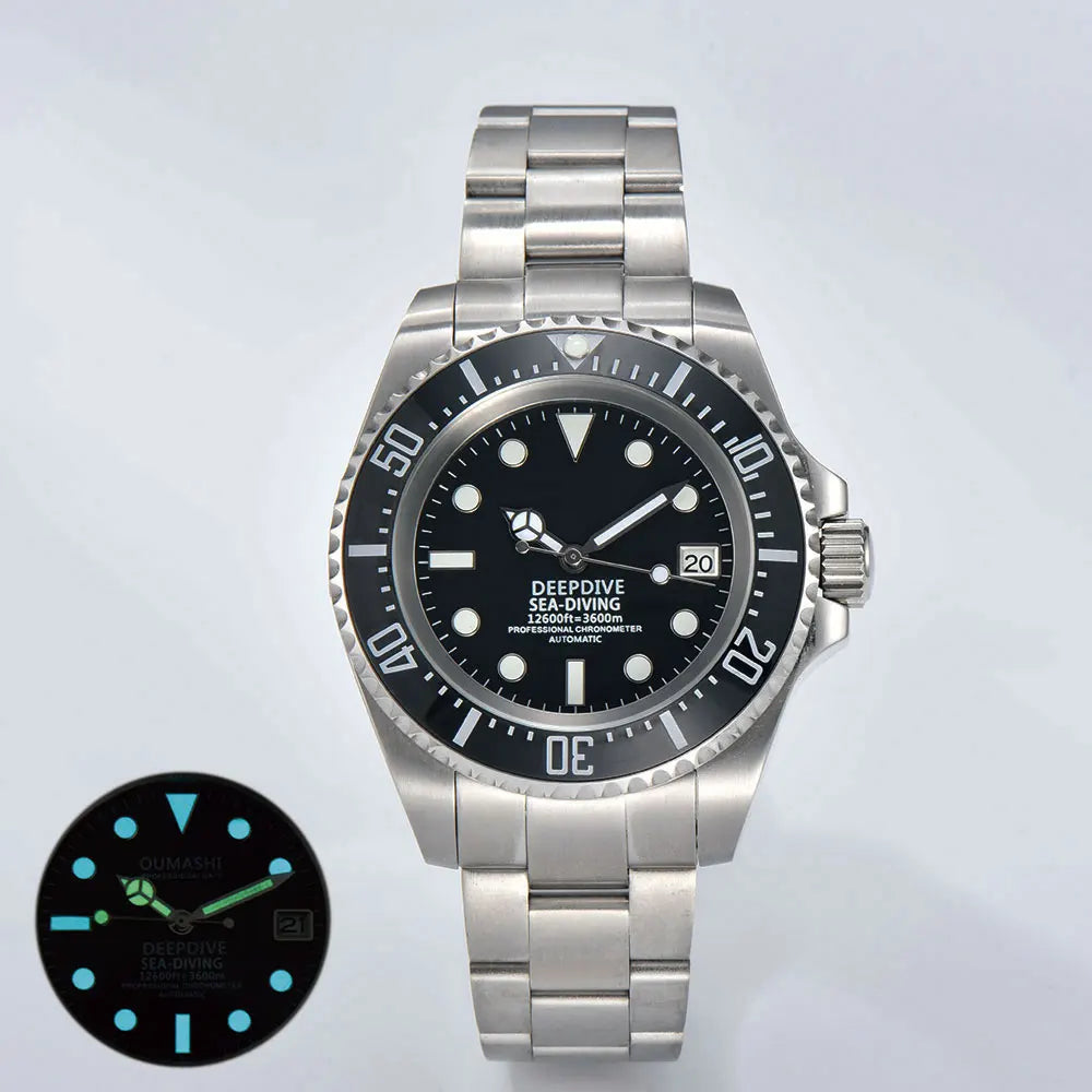 44mm men's watch NH35 movement automatic mechanical watch sapphire glass business deep-sea watch stainless steel strap