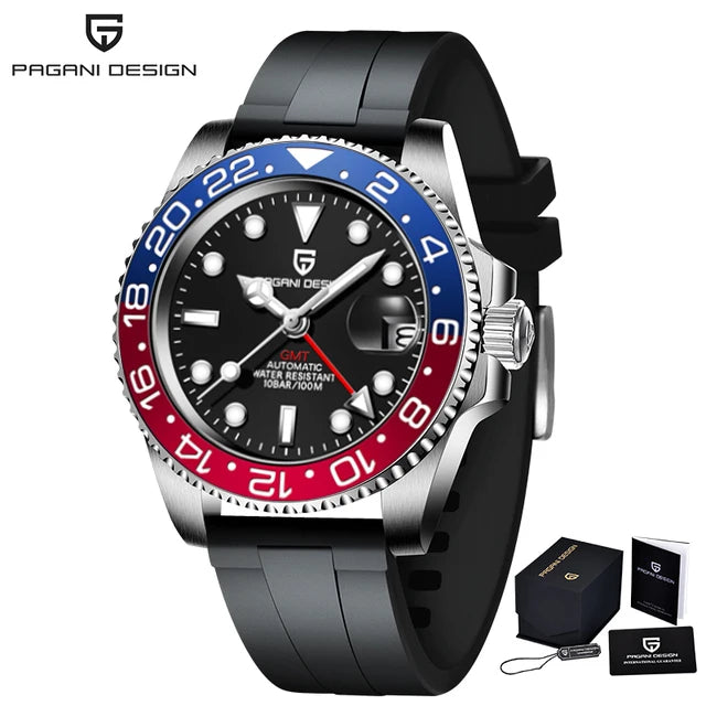 PAGANI DESIGN Sapphire Glass 40MM Ceramic GMT Mechanical Watches 100m Waterproof Classic Luxury Men Automatic Watch Reloj Hombre