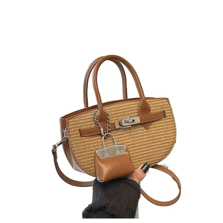 2025 New Korean-style Handheld Bag for Women Minimalist Design Elegant Woven Bag Trendy Vacation Style Single Shoulder Crossbody