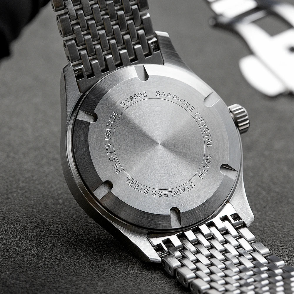 Automatic Mechanical Watch Pilot Men's 38mm Minimalist Style Custom Dial Calendar Super Luminous Murphy reloj hombre Miyota 8215