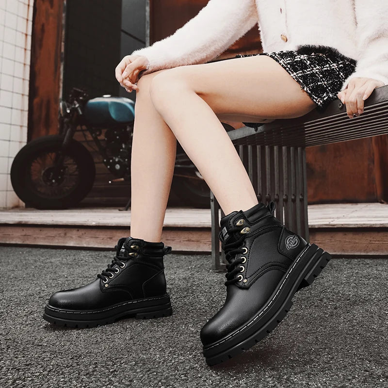 High Quality Leather Mens Boots New Arrival Male High Top Flats Comfortable Lace-Up Low Top Sneakers Stylish Male Ankle Boots