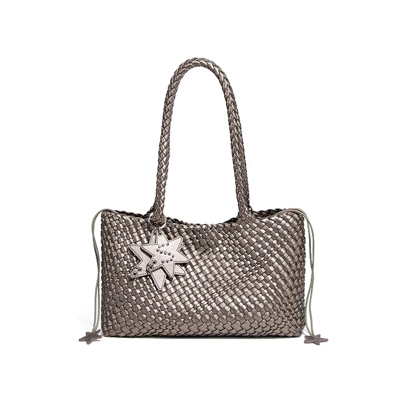 New Style Hand-woven Women's Bag Trendy Single-shoulder Underarm Bag Textured Casual Hand-held Mother-Daughter Tote Bag Handbag