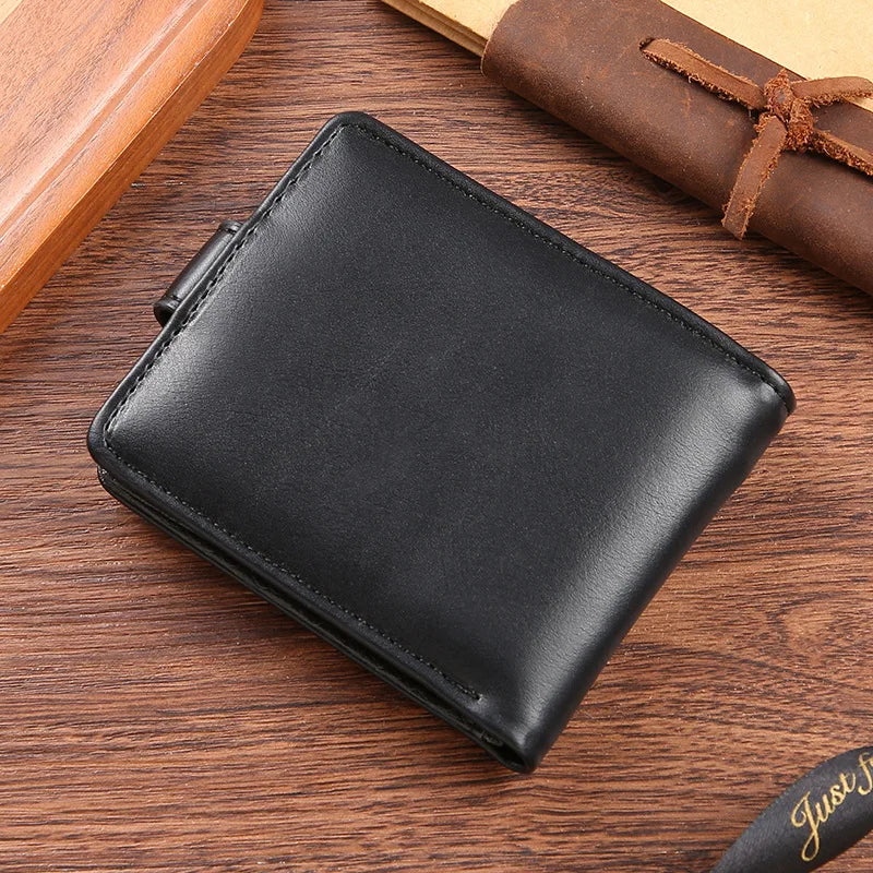Men's PU Leather Wallets Business Card Holder Premium Short ID Holder Wallets for Man Luxury Money Bag Coin Purse Clutch