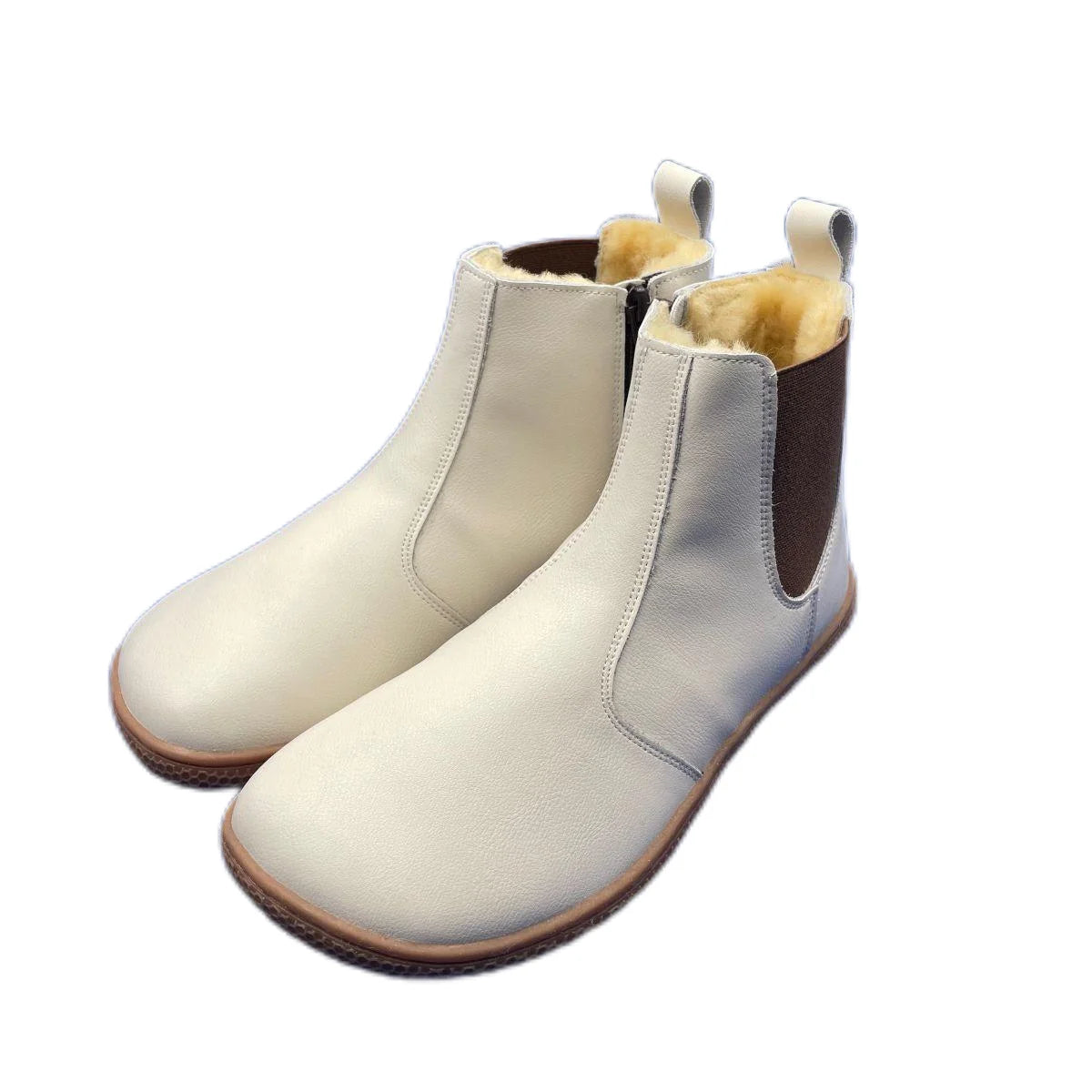 Tipsietoes Chelsea Barefoot Genuine Leather Winter Boots With Warm Real Natural Fur Linning And Insole For Women Zero Drop Sole