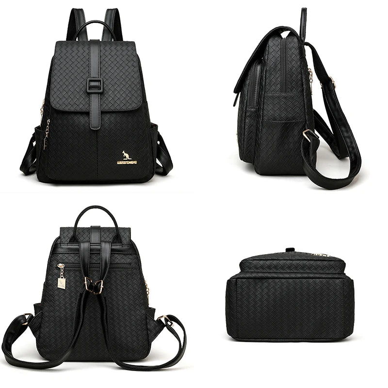 Women's Backpack Travel Large Backpack PU Leather Handbag Schoolbag Mochila For Girls Women's Bag Female Shoulder Back Sac A Dos
