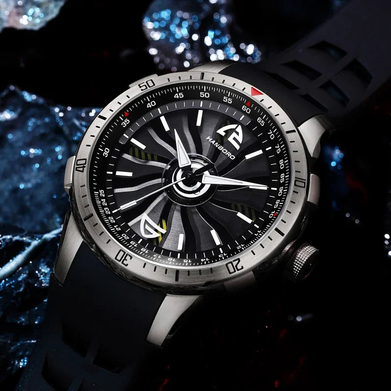 HANBOROMen's hollowed out flywheel mechanical watch, fully automatic personalized luminous waterproof watch