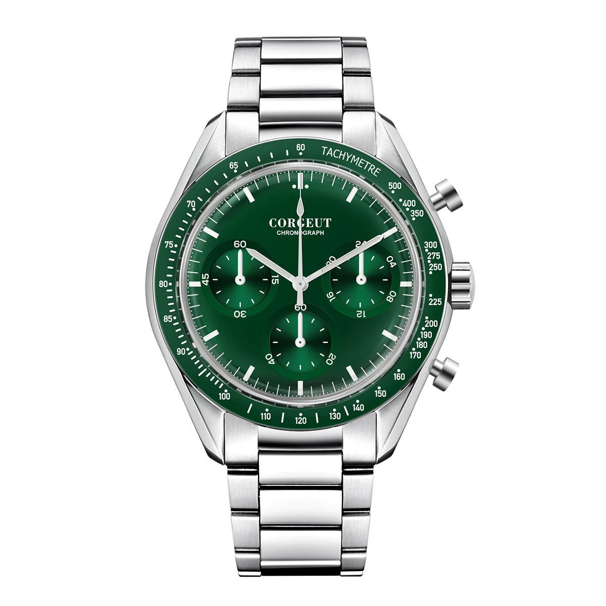 CORGEUT 40mm Vk63 Quartz Movement Watch Man Waterproof High Quality Luxury Mineral Glass Time Running Second Glow Watchs
