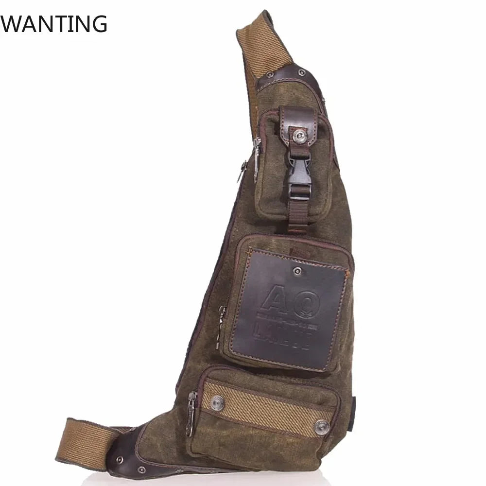 Men Sling Chest Bag Cross Body Backpack Riding Male Travel Climb Outdoor Sports Canvas One Shoulder Messenger Bag