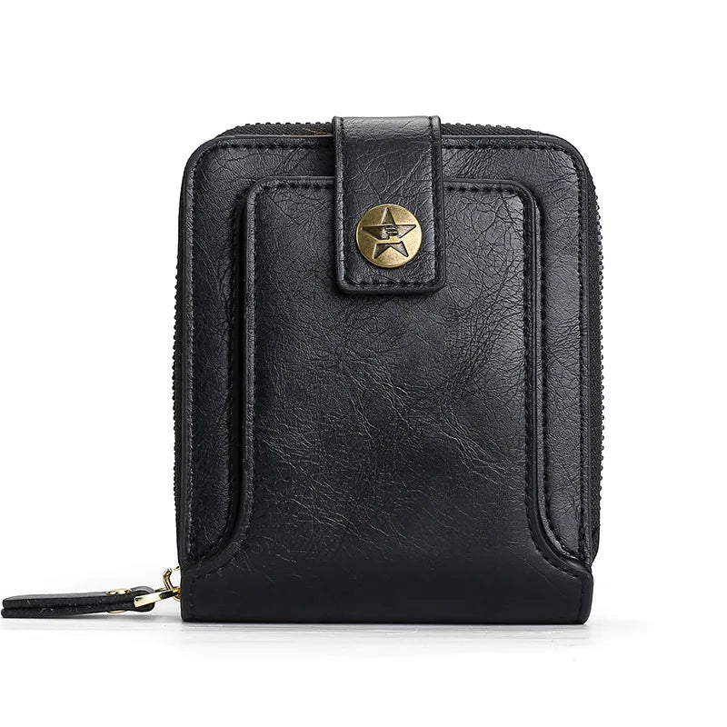 Vintage Short Wallet For Men Leather Coin Pocket Purse Man Multi function Tri Fold Card Holder Small Male Money Clip