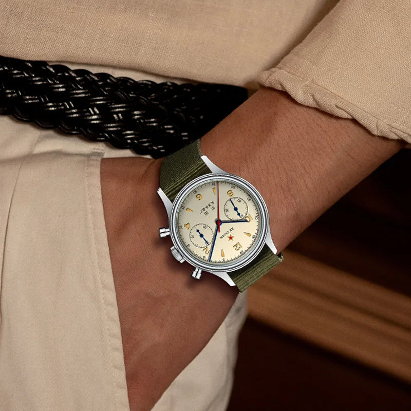 Seagull Aviator 38mm Chronograph seagull 1963 International Edition Mechanical Wristwatch ST1901 Watch For Men USA Tax Free