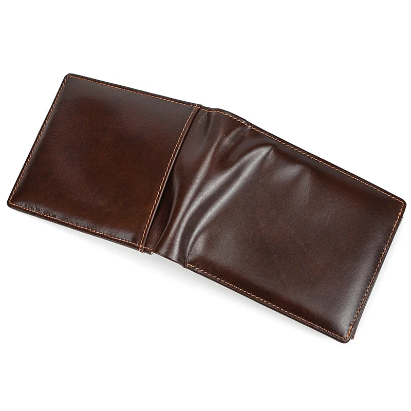 Fashion Men's Short Wallet Genuine Leather Handmade Leather Short Purse For Man Male Cowhide Small Purse For Men Card Holder