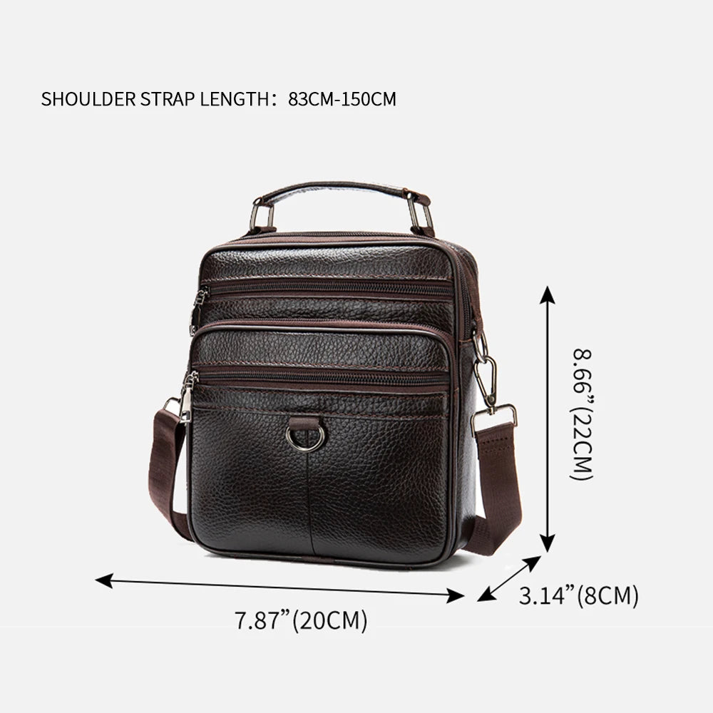 Black 100% Genuine Leather Men's Shoulder Bags Messenger Bag for Men Crossbody Bags new Small Man Designer Handbag Bolso Male