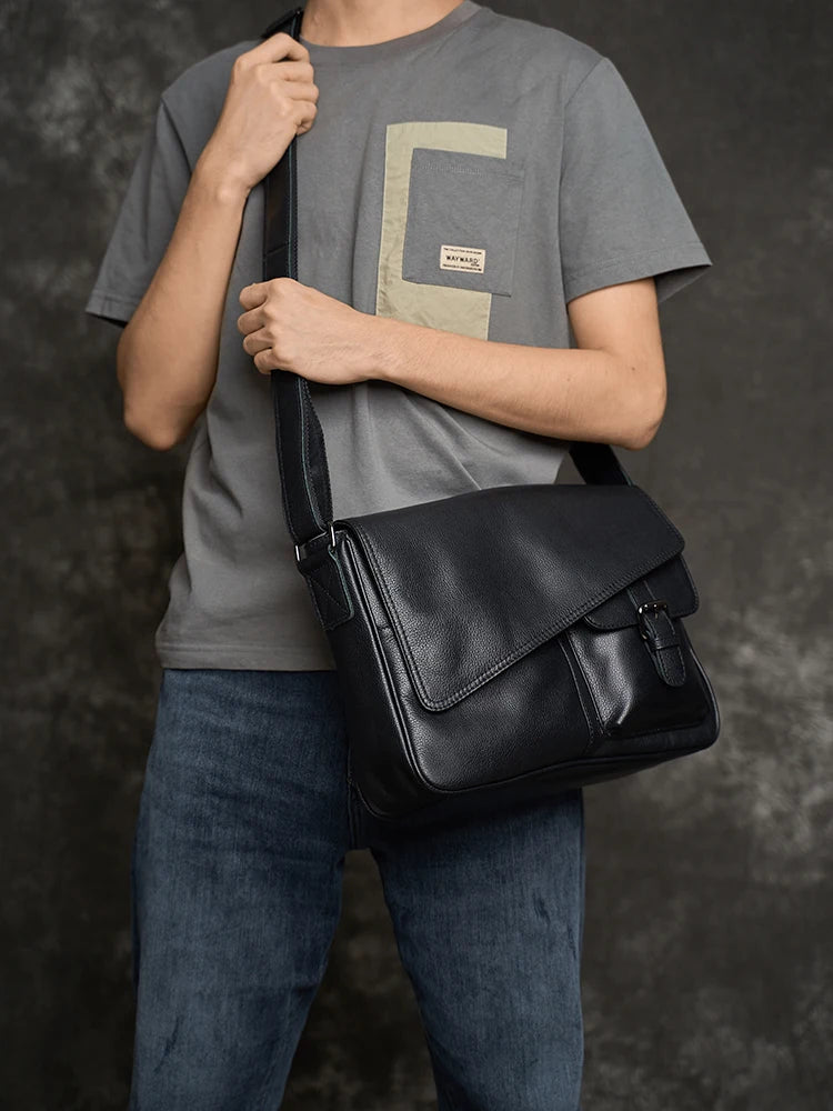 Casual Men Crossbody Bag Genuine Leather Fashion Shoulder Bag High Quality Leather Original Messenger For 10.5 Inch iPad NUPUGOO