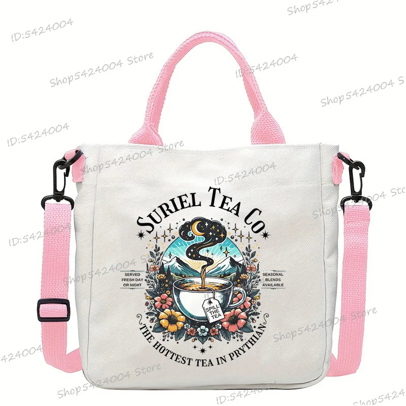 Fourth Wing Shoulder Bag Vintage Basgiath War College Pattern Canvas Crossbody Bags Casual Dragon Rider Women Messenger Bag