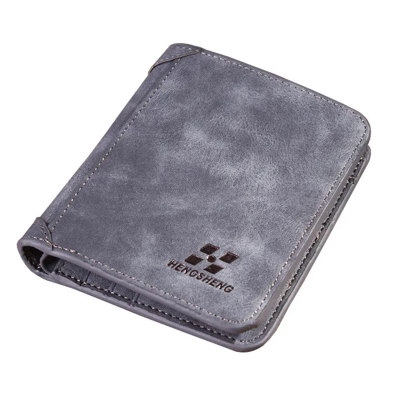 Hengsheng Men's Three-fold Wallet Multi-card Slot European American Short Fashion Nubuck Leather Retro Multi Slot Large Capacity