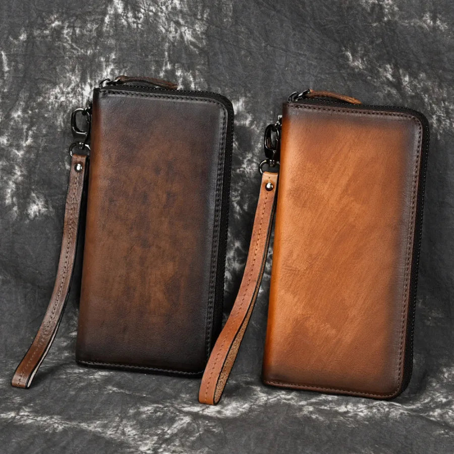 Genuine Leather Long Purse Men Women Handy Wallet Money Bags Real Cow Leather Business Clutches Carteras Mujer Wallets