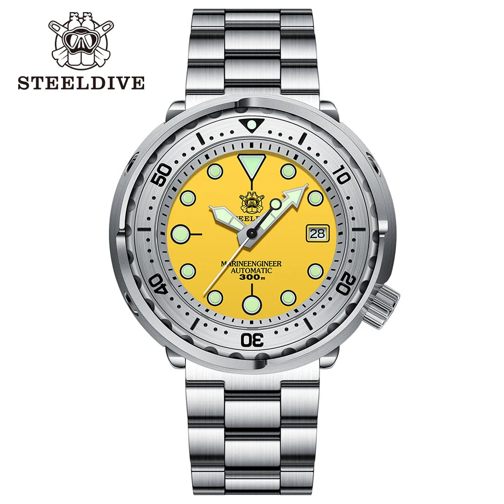 STEELDIVE SD1986 New Arrival 47.5MM Steel Bezel Insert Super Green Luminous 300M Waterproof NH35 Automatic Mens Dive Watch Reloj