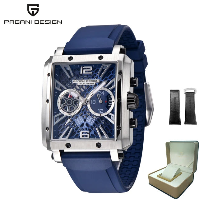 PAGANI DESIGN 2022 New Rectangular Watches for Men Top Brand Men's Sports Quartz Watches Skeleton Automatic Date Chronograph
