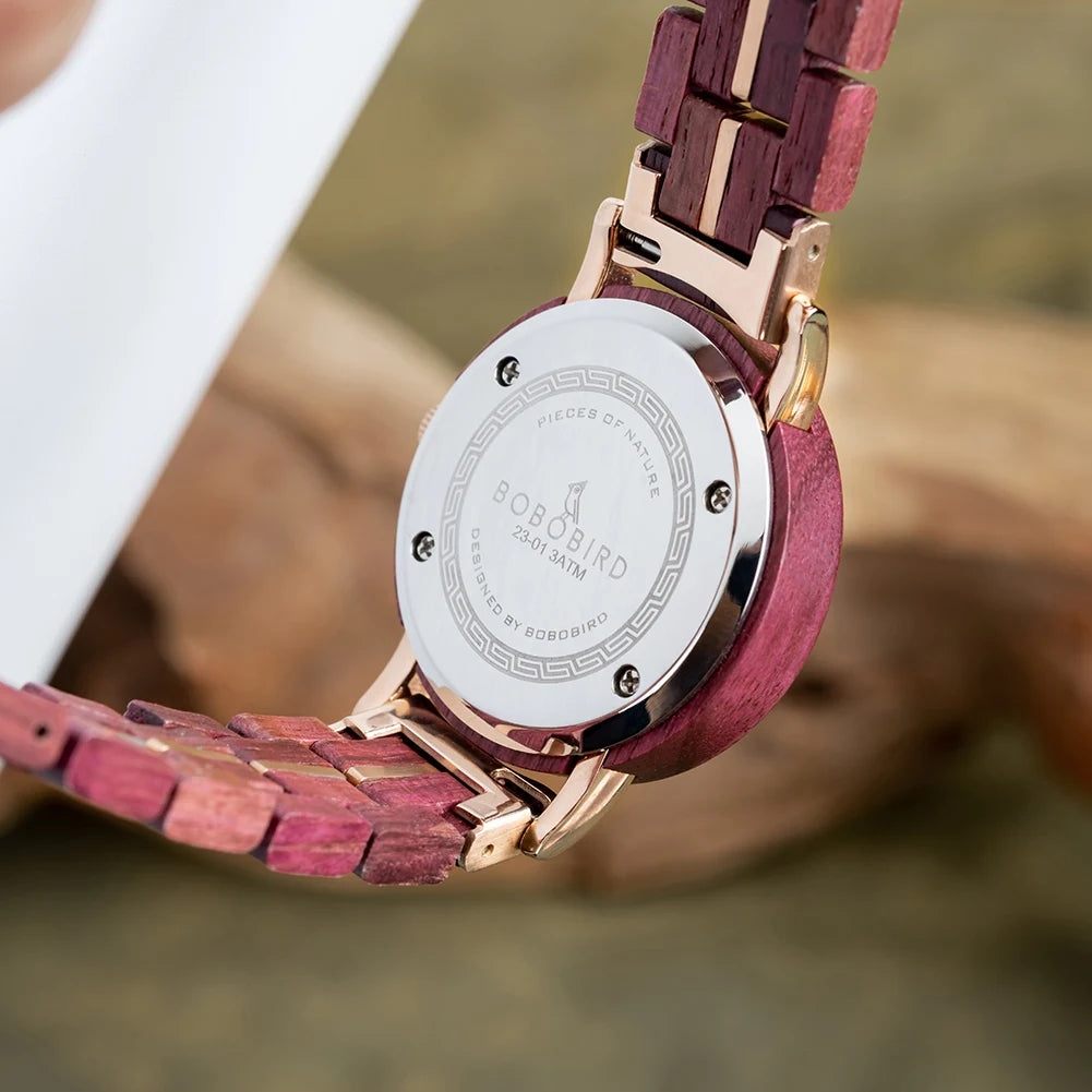 BOBO BIRD Women Watch Casual Fashion Quartz Watch Japanese Movement Round Dial Wooden Ladies Wristwatches Dress Clock Custom