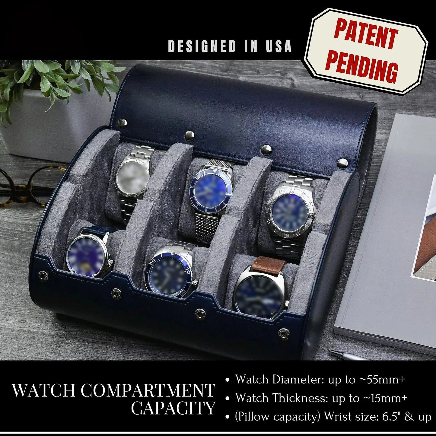 Watch Case Travel Organizer - Watch Roll Case - 3/6 Watch Case Display Storage - Watches Accessory Gift -Watch Organizer for Men
