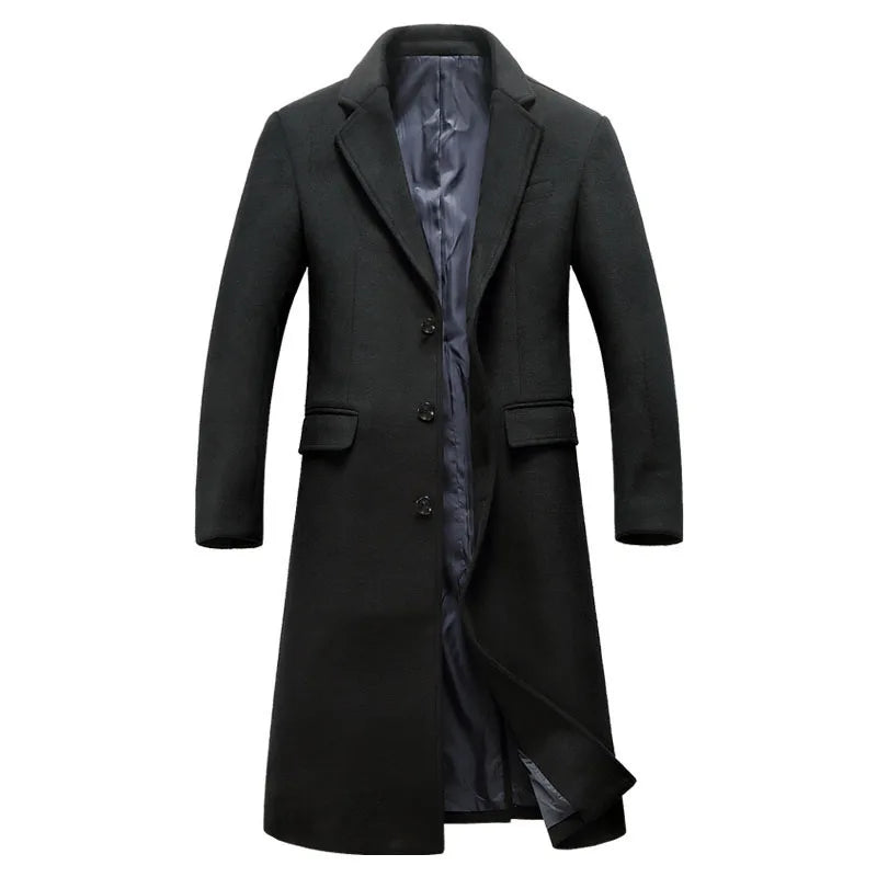 High Quality Men's Wool Coat 6XL Oversized Winter Men Long Trench Cotton-padded Overcoat Men Clothing Woolen Coat A2F1810