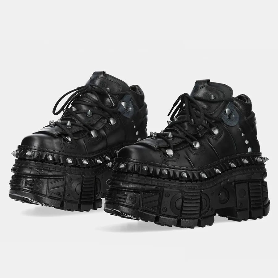 2025 New Punk Style Women Shoes Lace-up Heel Height 10CM Platform Shoes Woman Metal Decor Woman Sneakers Gothic Ankle Rock Boots