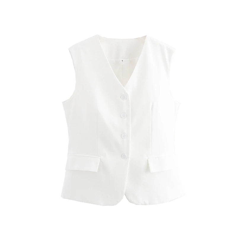 RAFZNB Women's Waistcoat Fashion O Neck Zipper Sleeveless Vest Women Outerwear Coats Female Single Breasted Vests Tops