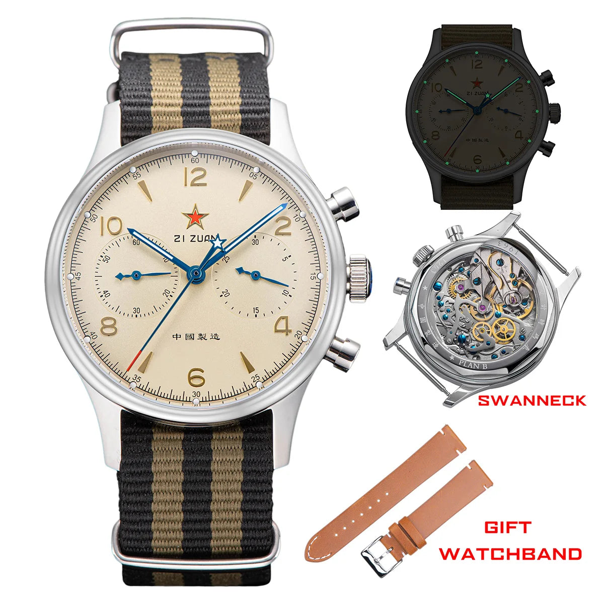 China 1963 Polit Chronograph Watch 40mm Aviation for Men Original ST1901 Movement Gooseneck Mechanical Sapphire 38 Reloj Homber