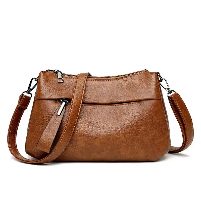 New Women's Shoulder Purse Bag Fashion Atmosphere Crossbody Messenger Bag Women's Large-capacity Mother Handbag Soft Leather Bag