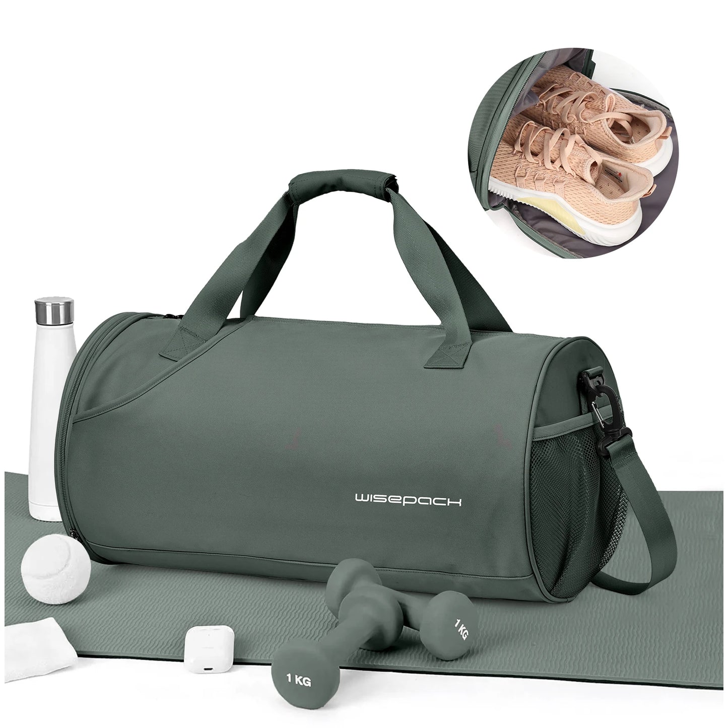 Gym Duffel Bag for Women,Daypack for Sports Gyms and Weekend Getaway,Waterproof Travel Bag with Shoe and Wet Clothes Compartment