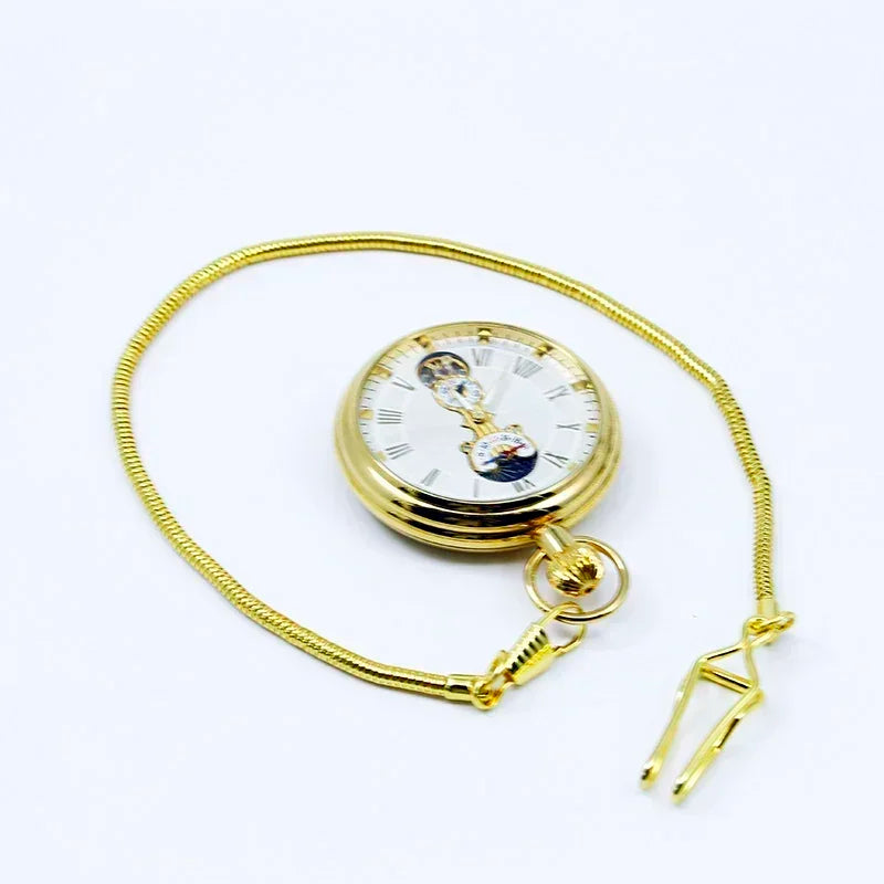 Top Luxury Fashion Pocket Watch Gold Vintage Necklace Pendant Chronograph Mechanical Clock For Men Women Pocket&Fob Watches
