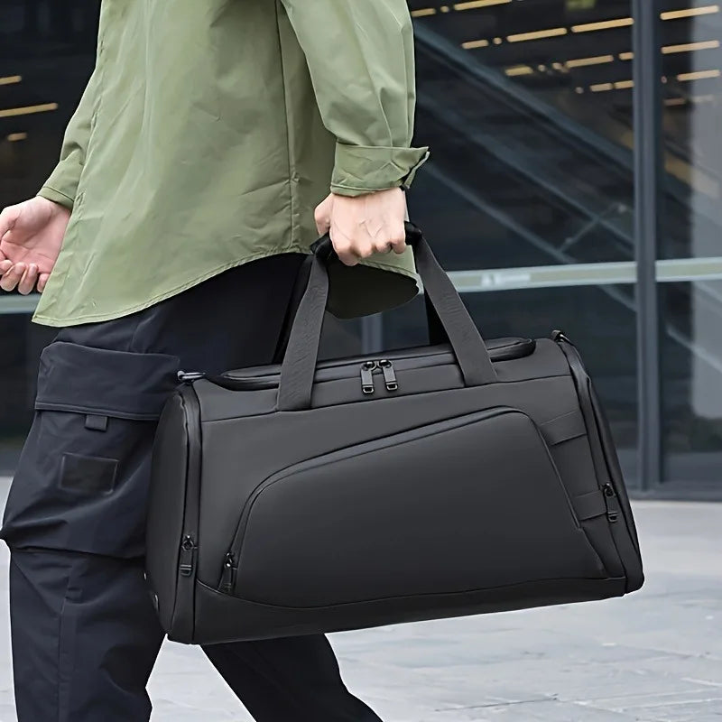 Large capacity multifunctional luggage bag with multiple compartments, suitable for fitness, travel, and overnight travel