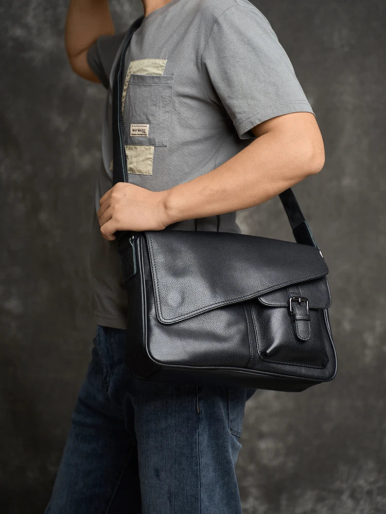 Casual Men Crossbody Bag Genuine Leather Fashion Shoulder Bag High Quality Leather Original Messenger For 10.5 Inch iPad NUPUGOO