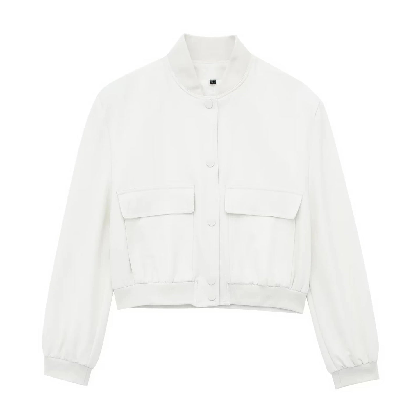 TRAFZA Women's Streetwear Elegant Solid Color Jacket Long Sleeve Button Slim Short Jacket Women's Fashion Casual Pocket Top Y2K