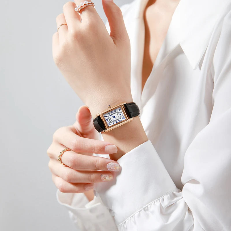 New Pagani Designs Quartz Watches For Woman Simple Rectangle Woman Watch Brown Leather Band Gifts Reloj Mujer relojes para damas
