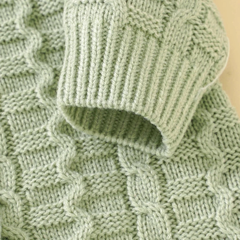 Winter Baby Rompers Clothes Solid Long Sleeve Knitted Newborn Boys Girls Jumpsuits Hats Outfits Sets 0-18m Autumn Infant Costume