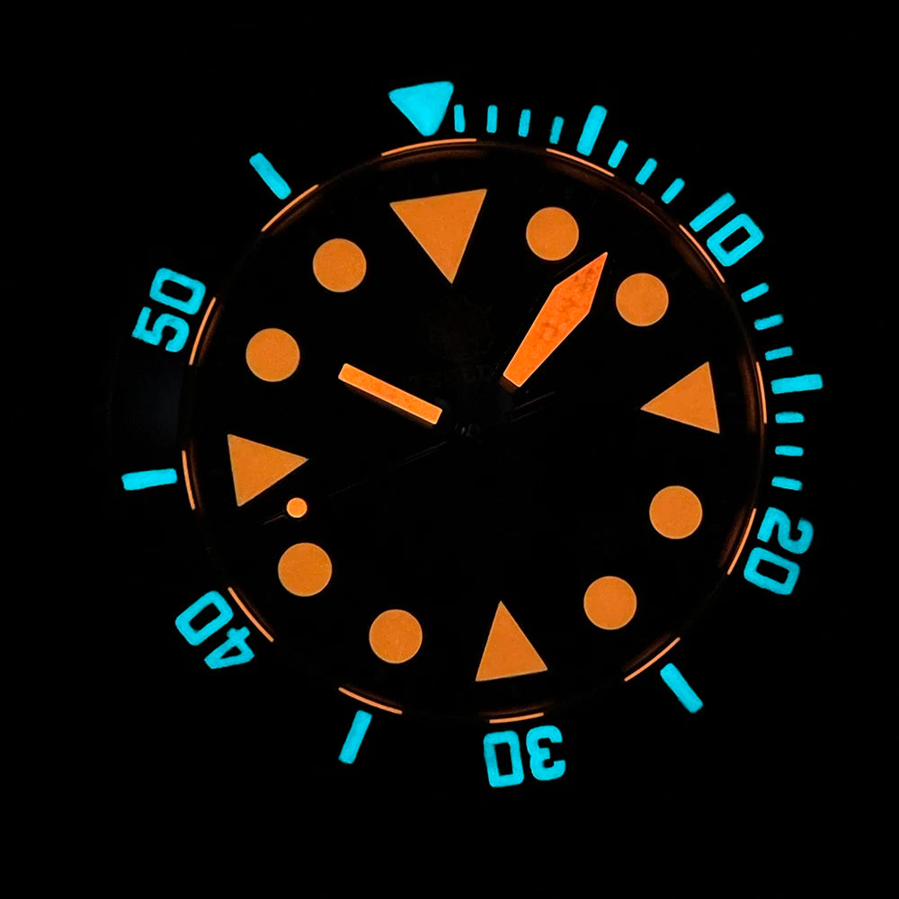 STEELDIVE SD1987 2000m 46.5mm Waterproof Diver's Watch with Sapphire Case Super Orange Glow Mechanical Movement Watches for Men