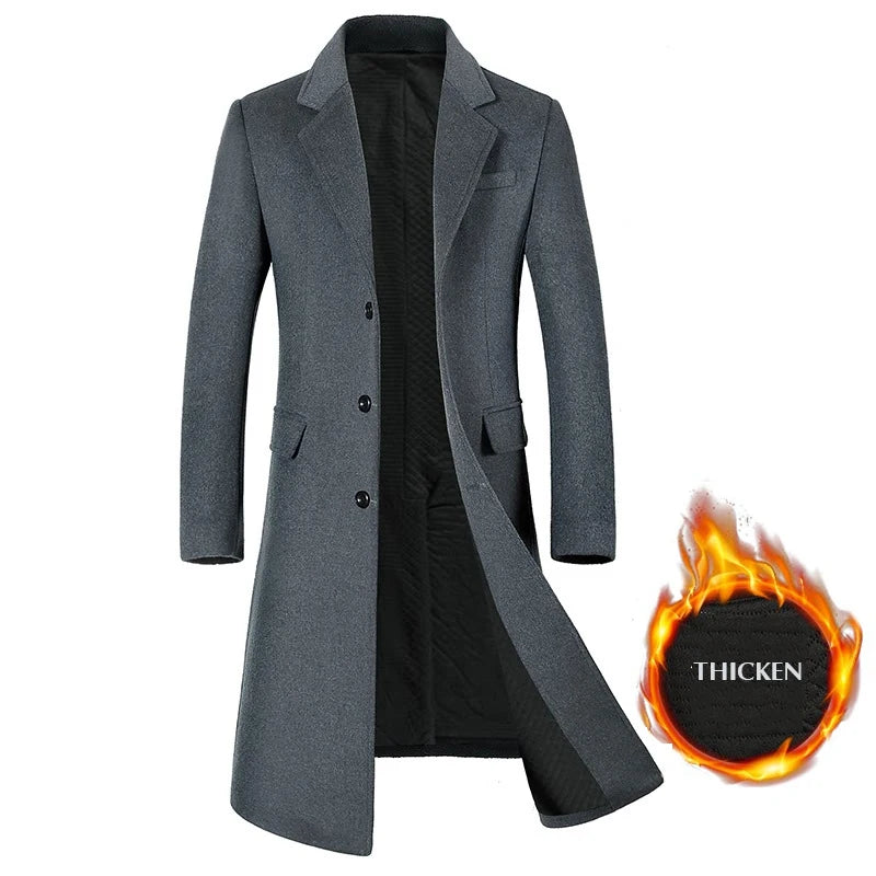 High Quality Men's Wool Coat 6XL Oversized Winter Men Long Trench Cotton-padded Overcoat Men Clothing Woolen Coat A2F1810