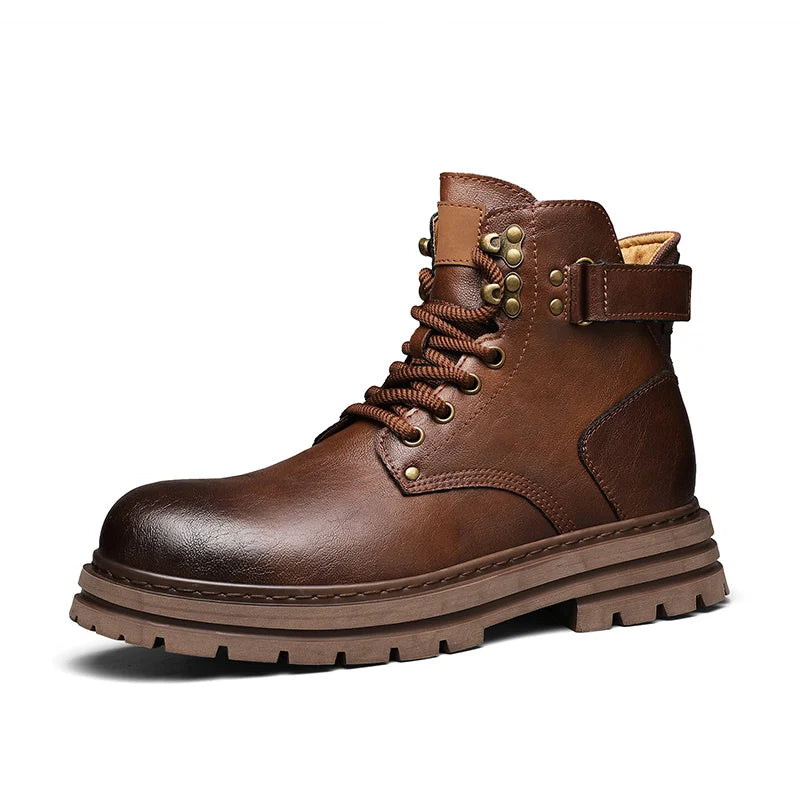 Golden Sapling Work Boots Genuine Leather Men's Casual Shoes Fashion Leather Tooling Boot Classics Punk Style Men Leisure Shoe