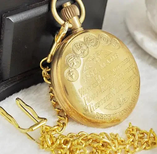 Luxury High Quality Golden Moon Phase Mechanical Pocket Watch Roman Number Tourbillon Dial Pendant Chain Men Women PJX1398