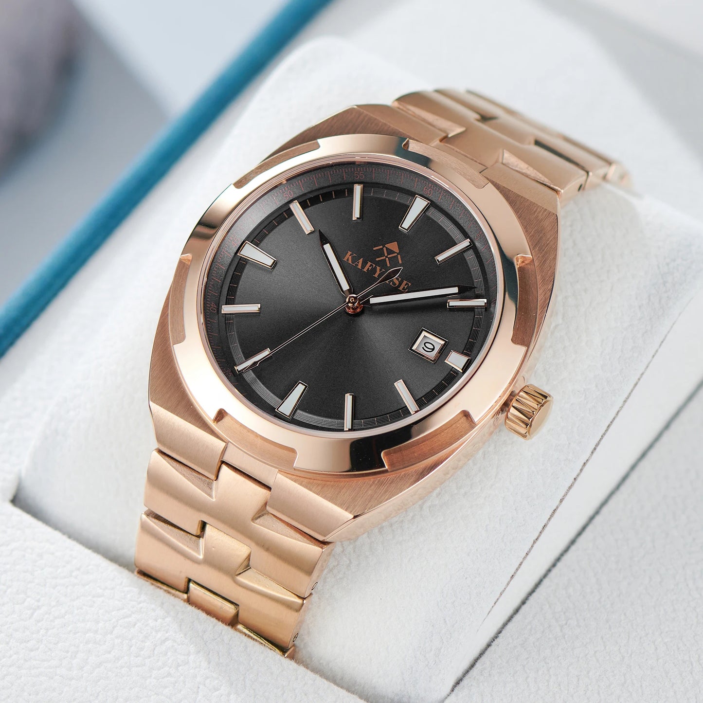 Kafyase Luxury Mens 316L Stainless Steel Mechanical Automatic Watch Sapphire Glass Luminous Waterproof WristWatch