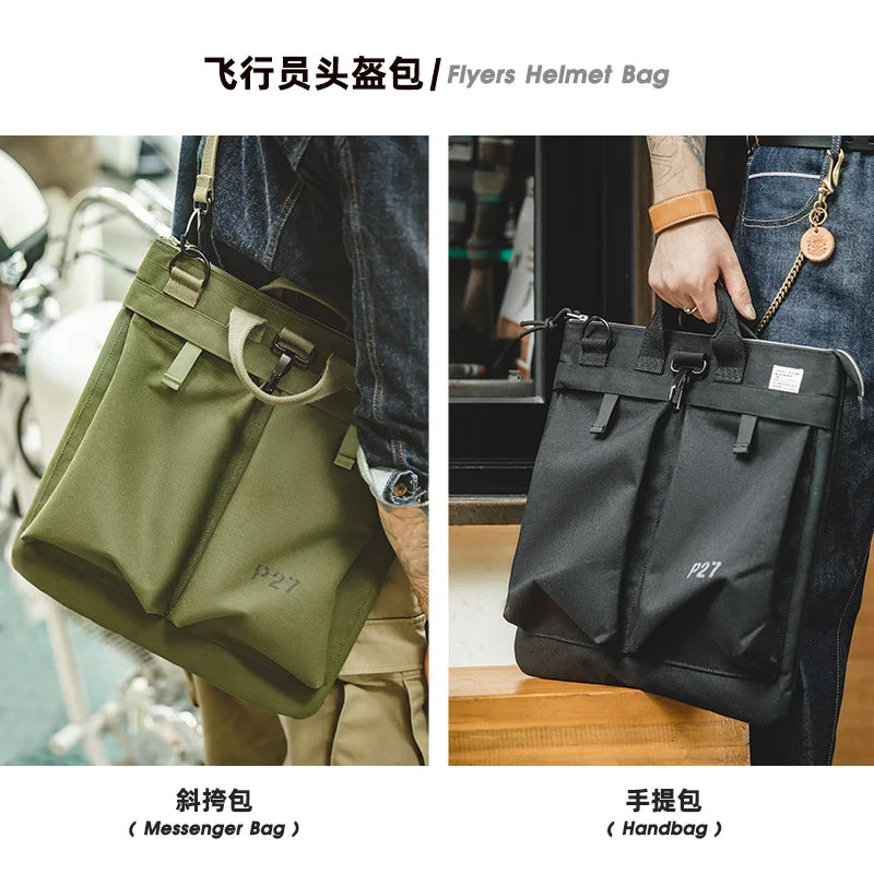 Maden Men's Flyers Helmet Canvas Bag Large Capacity Crossbody Shoulder Messenger Bag Designer Tablet Computer Handbag