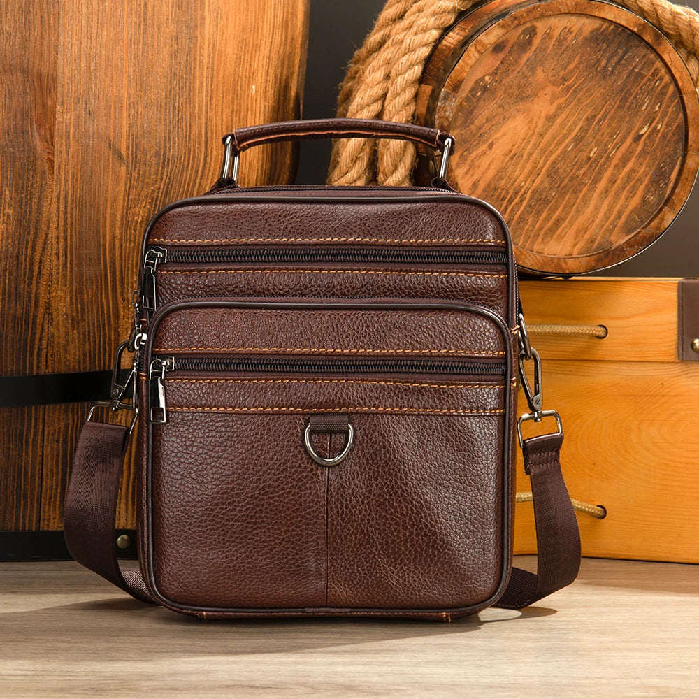 Black 100% Genuine Leather Men's Shoulder Bags Messenger Bag for Men Crossbody Bags new Small Man Designer Handbag Bolso Male