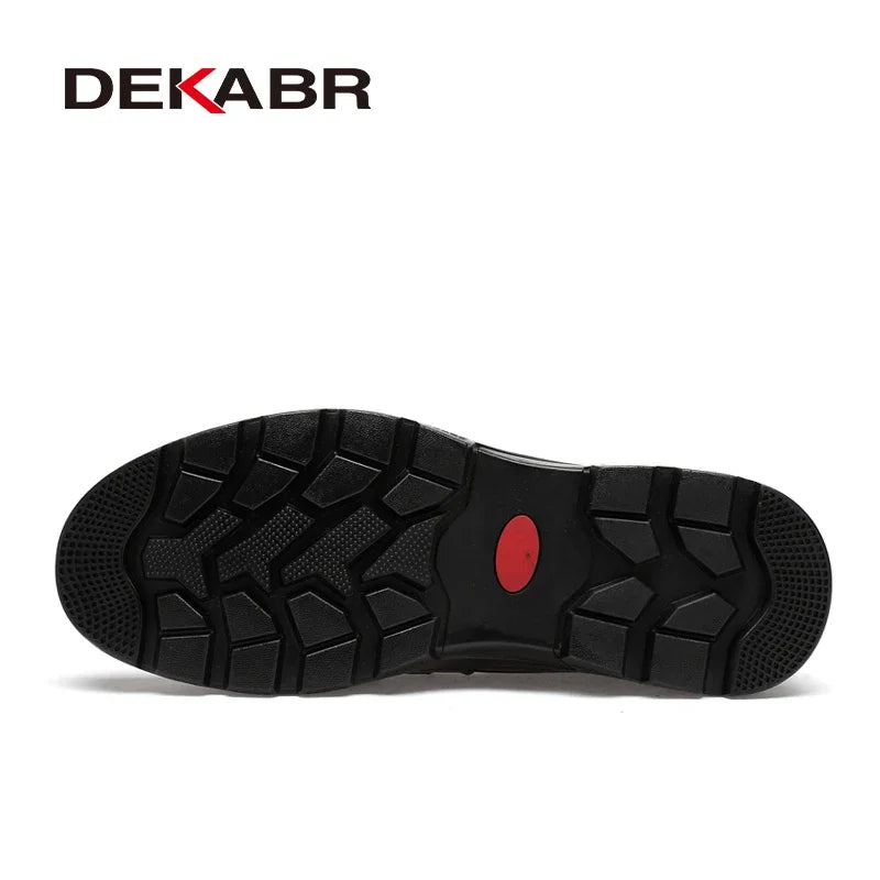 DEKABR Genuine Leather Handmade Breathable Comfortable Work Men's Casual Shoes Outdoor Loafers Slip on Men Shoes Size 37-47