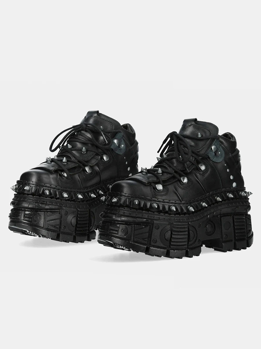 2025 New Punk Style Women Shoes Lace-up Heel Height 10CM Platform Shoes Woman Metal Decor Woman Sneakers Gothic Ankle Rock Boots