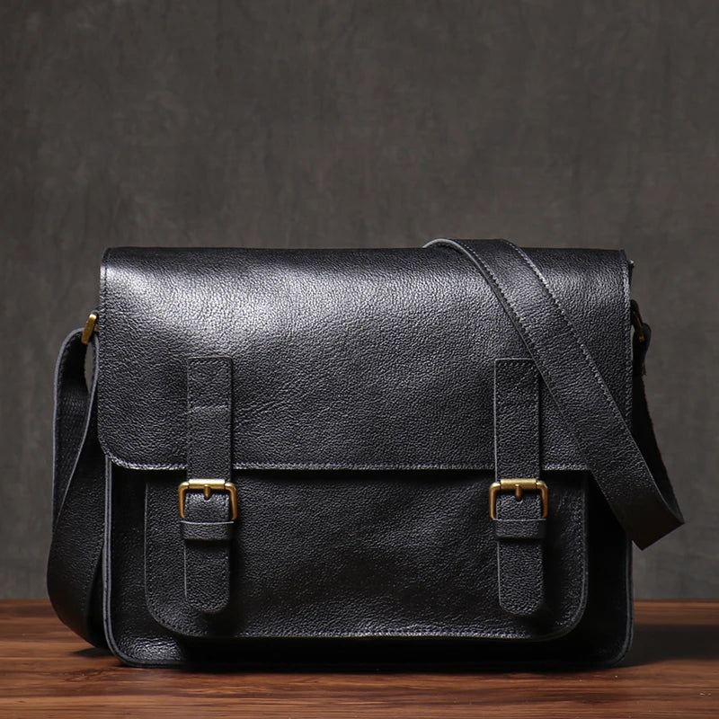 ROOG Vintage Genuine Leather Messenger Bag Classic Luxury Shoulder Sling Bags Coach Crossbody Locomotive Bag For 12.9 Inch Ipad