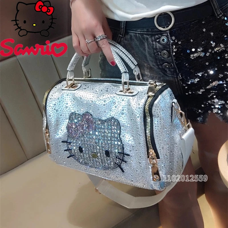 Hello Kitty New Diamond-studded Women's Handbag Fashionable Diamond-studded Women's Shoulder Bag, Large-capacity Women's Bag