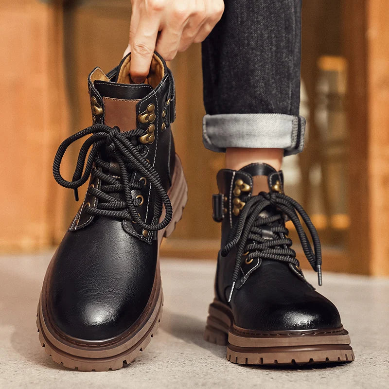 Golden Sapling Work Boots Genuine Leather Men's Casual Shoes Fashion Leather Tooling Boot Classics Punk Style Men Leisure Shoe